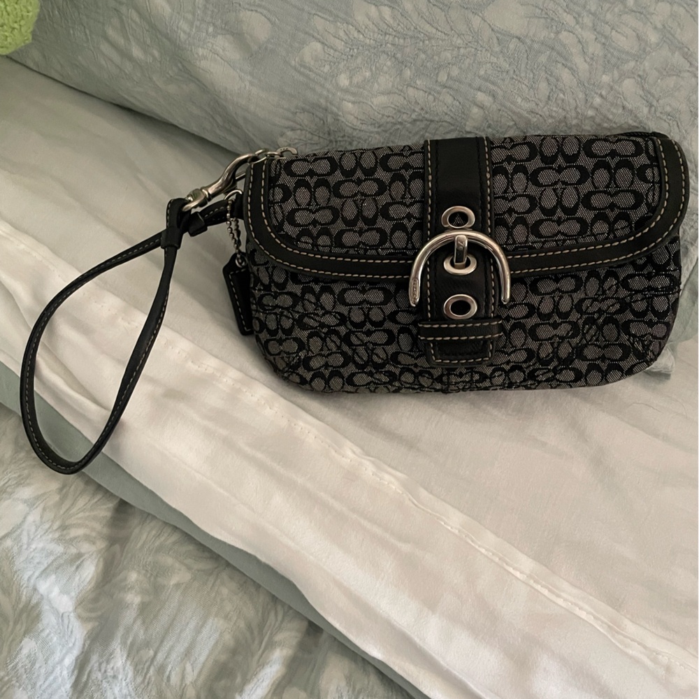 Coach Black and Gray Signature Wristlet